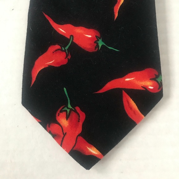Tie Red Hot Chile Peppers on Black Cotton by Dem Crazy - Picture 8 of 10